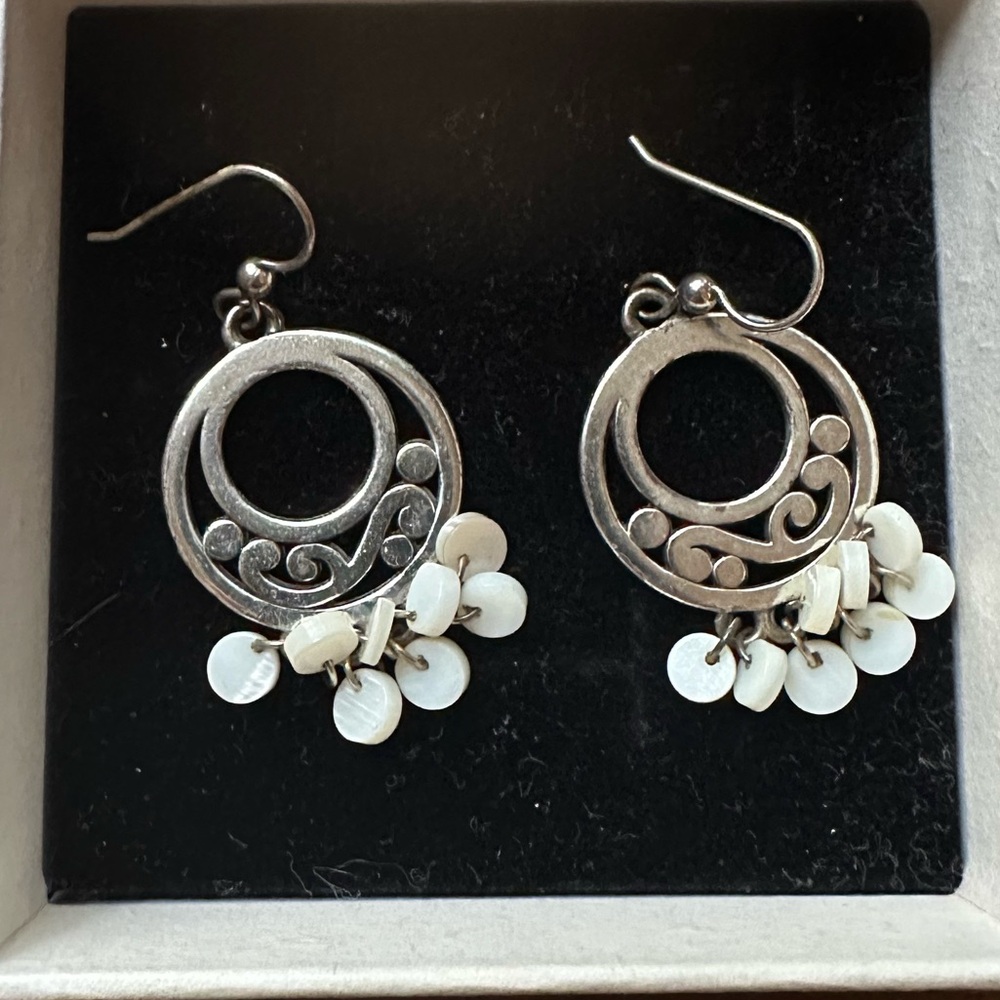 Elegant Silver and White Dangle Earrings